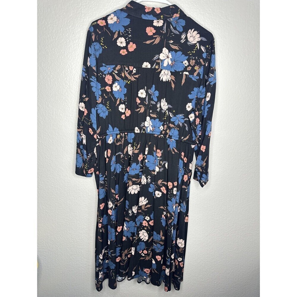 Torrid Dress Womens 0 US Large Floral Button Down Midi Rayon Stretch Casual - Picture 7 of 7